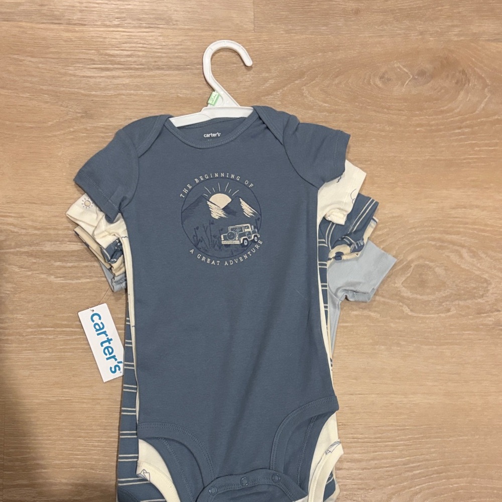 Carter's Adventure Blue and Cream Bodysuit Set